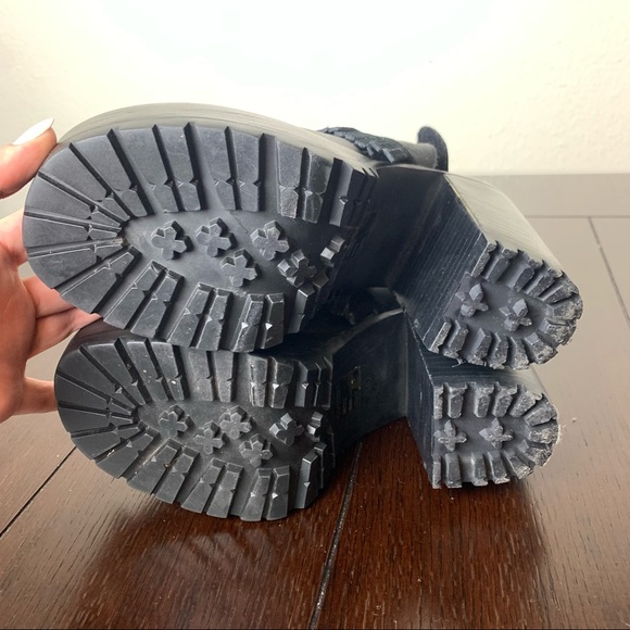 Arts Thread X Urban Outfitters Black Make It Fringe Platform Chunky Ankle Boots - Picture 8 of 14